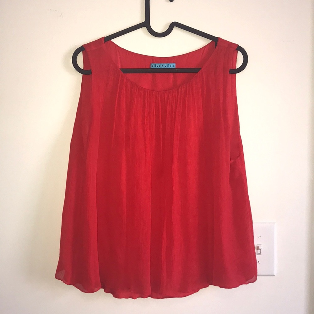 Alice and Olivia Crinkled Chiffon Blouse